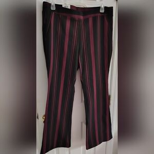 Striped Black and Burgundy Women's Pants